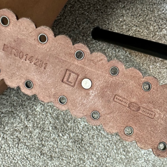 Fossil Brown Leather French Coin Grommet Belt Sz Large Boho Western main image 6